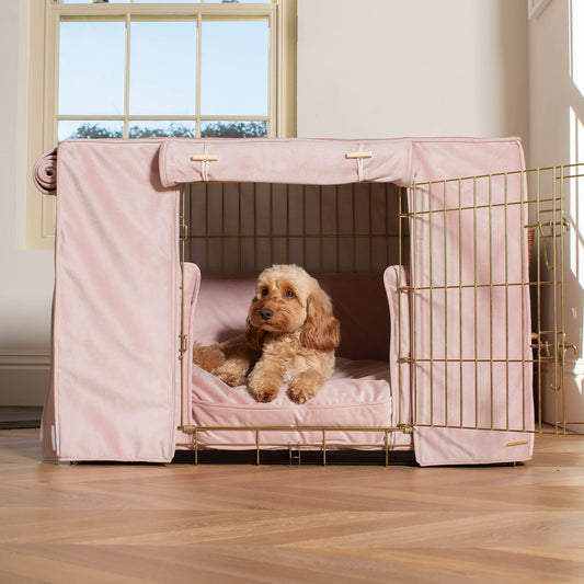 Dog Crate Set In Blossom Velvet by Lords & Labradors