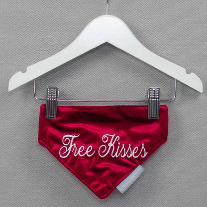 Discover The Perfect Bandana For Dogs, 'Free Kisses' Valentine Dog Bandana In Luxury Cranberry Velvet, Available Now at Lords & Labradors