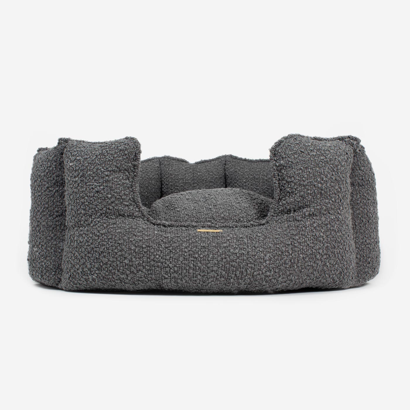 Discover Our Luxurious High Wall Bed For Dogs & Puppies, Featuring inner pillow with plush teddy fleece on one side To Craft The Perfect Dog Bed In Stunning Granite Boucle! Available To Personalise Now at Lords & Labradors    