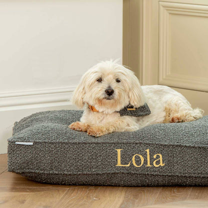 Dog Cushion in Granite Bouclé by Lords & Labradors