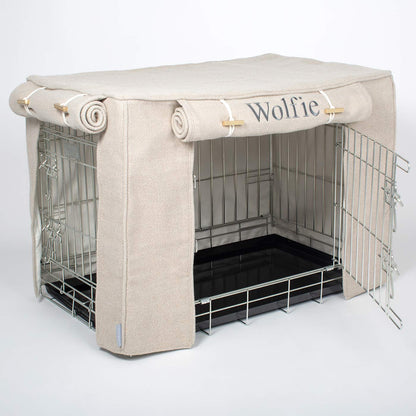 Dog Crate Cover in Natural Herringbone Tweed by Lords & Labradors