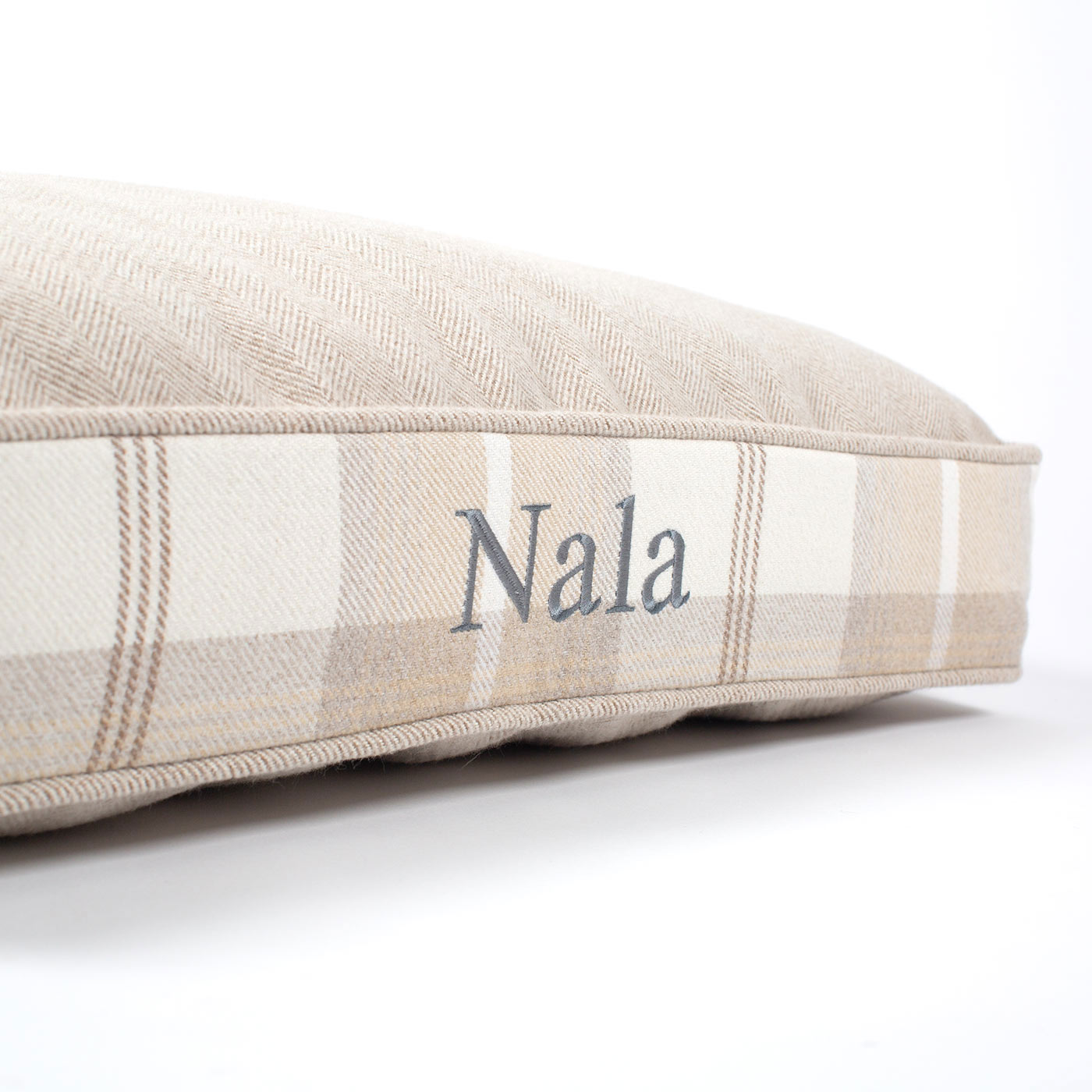 Luxury Dog Crate Cushion, Balmoral Natural Tweed Crate Cushion The Perfect Dog Crate Accessory, Available To Personalise Now at Lords & Labradors