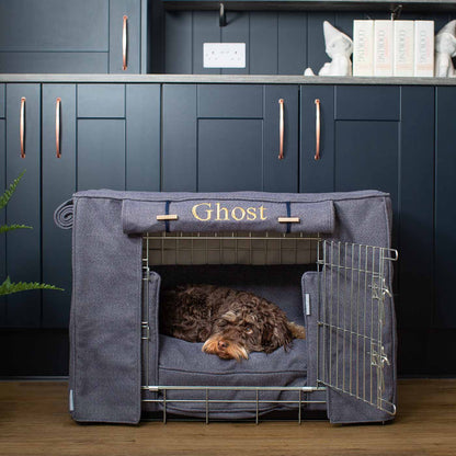 Dog Crate Set In Oxford Herringbone Tweed By Lords & Labradors