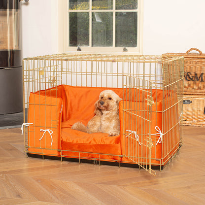 Dog Crate with Cushion & Bumper in Pumpkin Velvet by Lords & Labradors