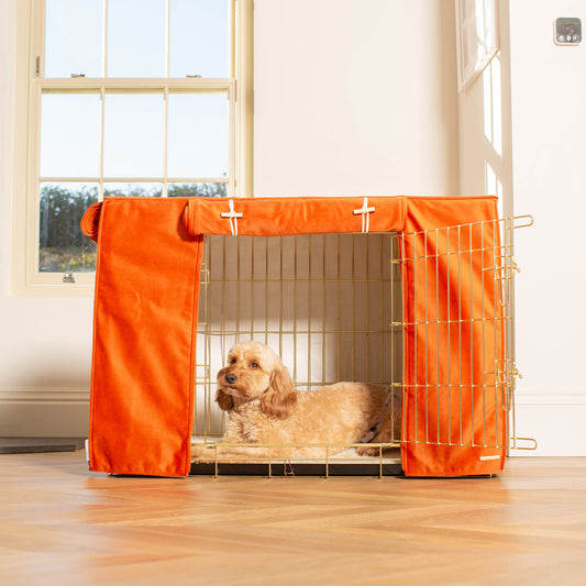 Dog Crate Cover In Pumpkin Velvet by Lords & Labradors