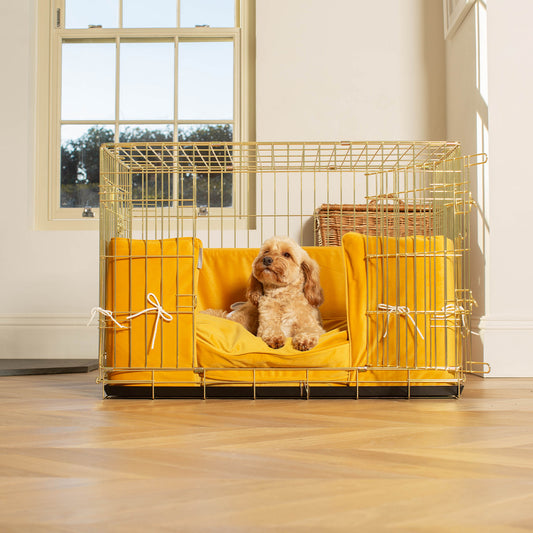Dog Crate Bumper in Saffron Velvet by Lords & Labradors
