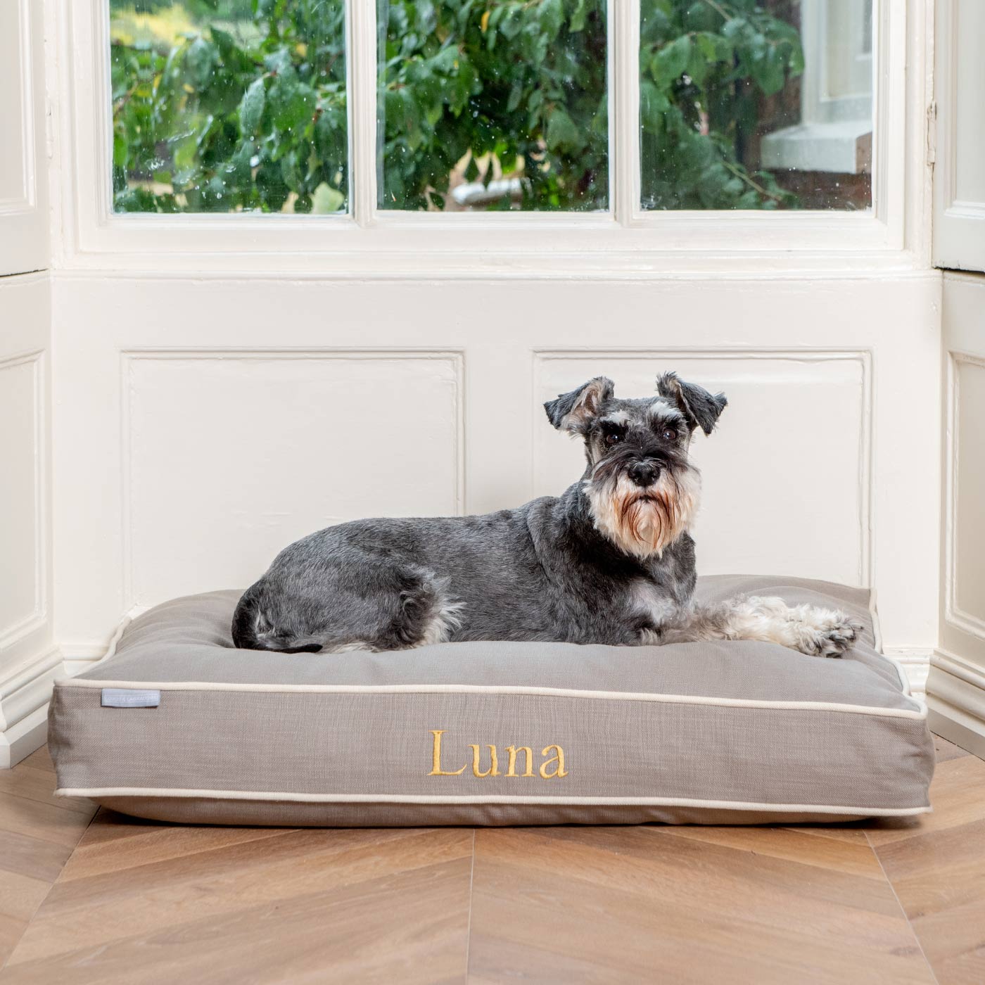Luxury Dog Crate Cushion, Savanna Stone Crate Cushion The Perfect Dog Crate Accessory, Available To Personalise Now at Lords & Labradors