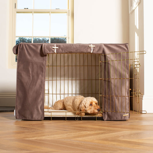 Dog Crate with Crate Cover in Silt Velvet by Lords & Labradors