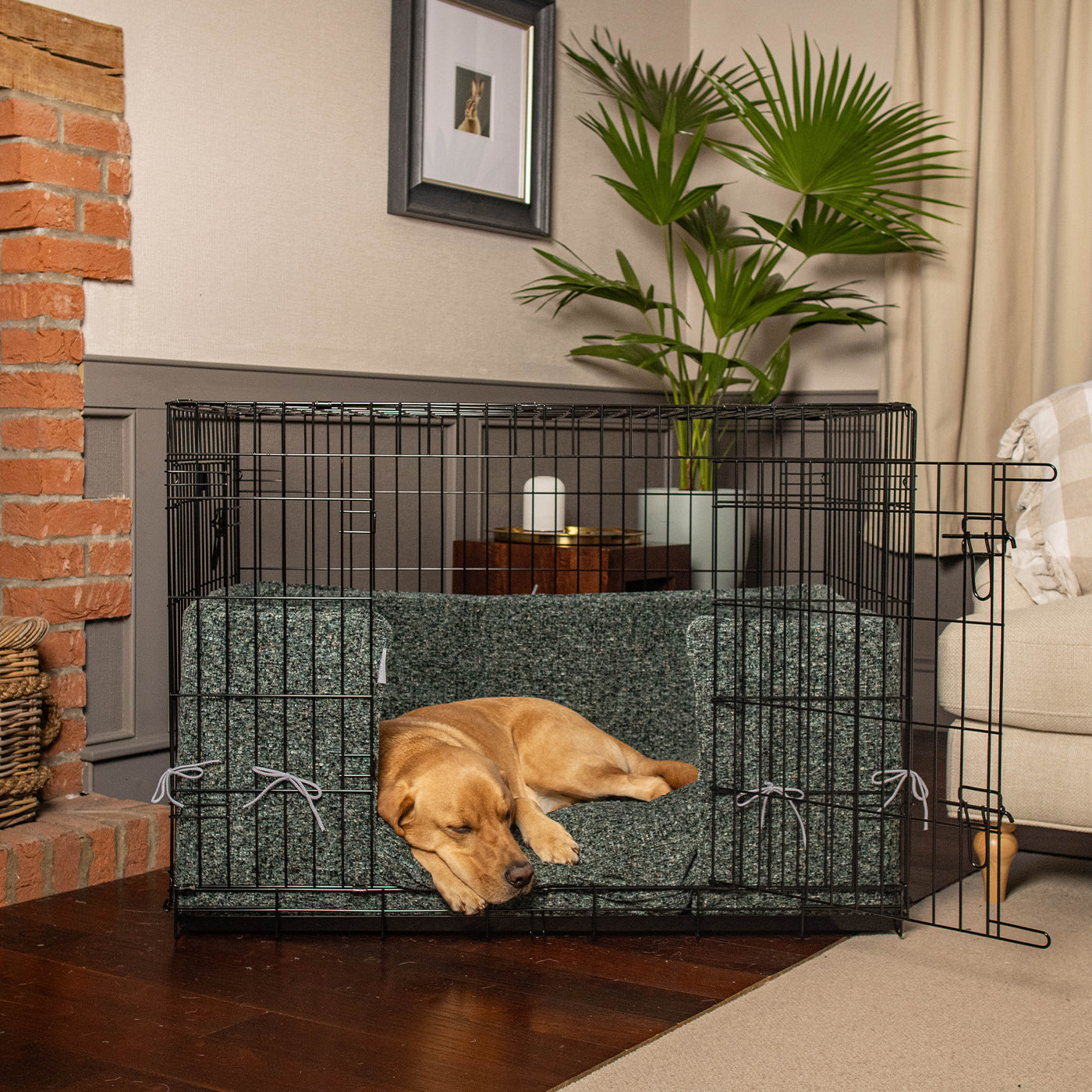 Dog Crate with Cushion & Bumper in Emerald Minerals by Lords & Labradors