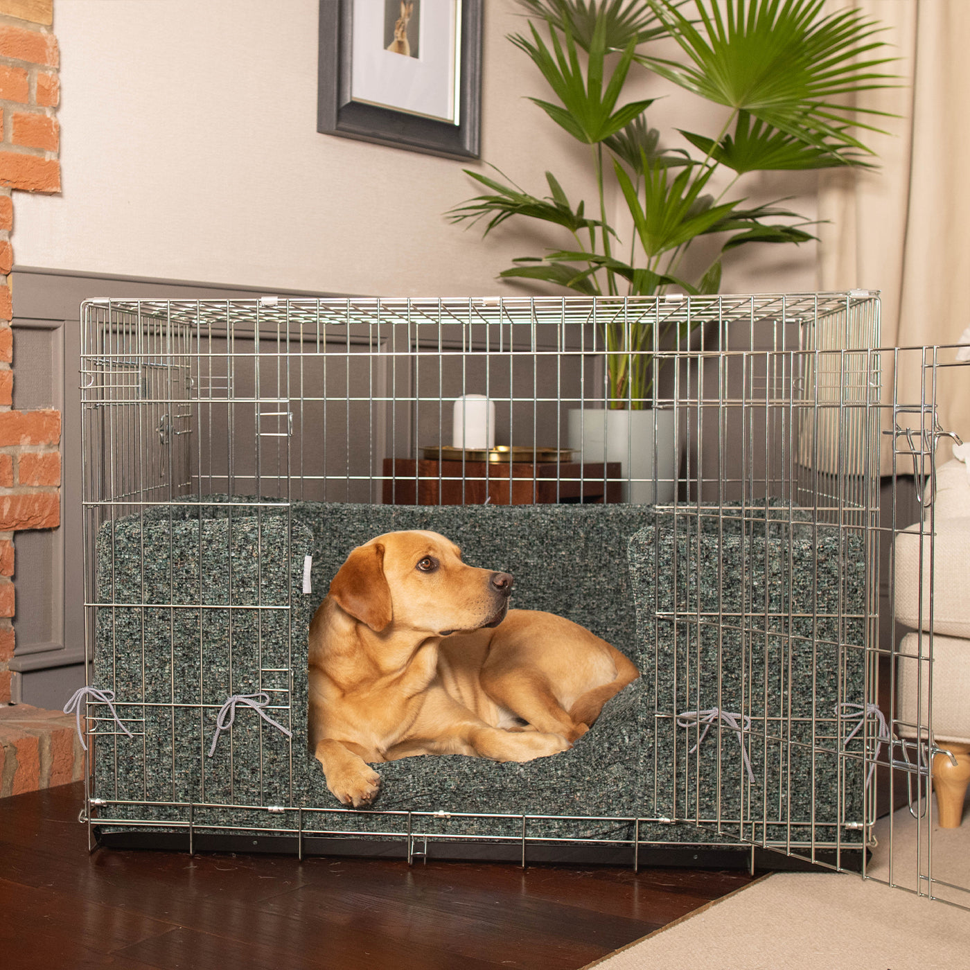 Dog Crate with Cushion & Bumper in Emerald Minerals by Lords & Labradors