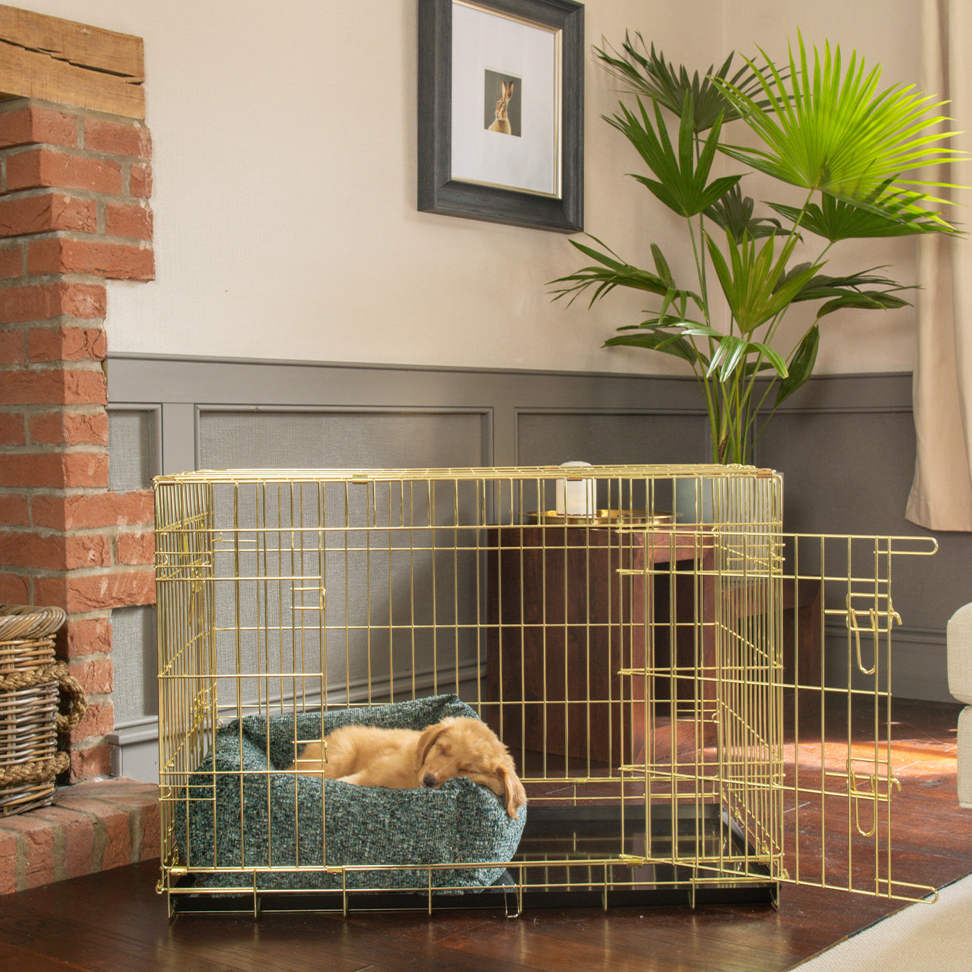 Cosy & Calming Puppy Crate Bed With Removable Covers In Emerald Minerals by Lords & Labradors