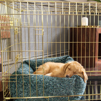 Cosy & Calming Puppy Crate Bed With Removable Covers In Emerald Minerals by Lords & Labradors