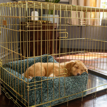 Cosy & Calming Puppy Crate Bed With Removable Covers In Emerald Minerals by Lords & Labradors