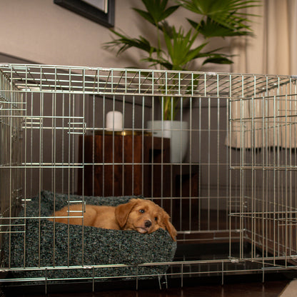 Cosy & Calming Puppy Crate Bed With Removable Covers In Emerald Minerals by Lords & Labradors