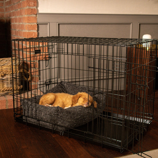 Cosy & Calming Puppy Crate Bed With Removable Covers In Obsidian Minerals by Lords & Labradors