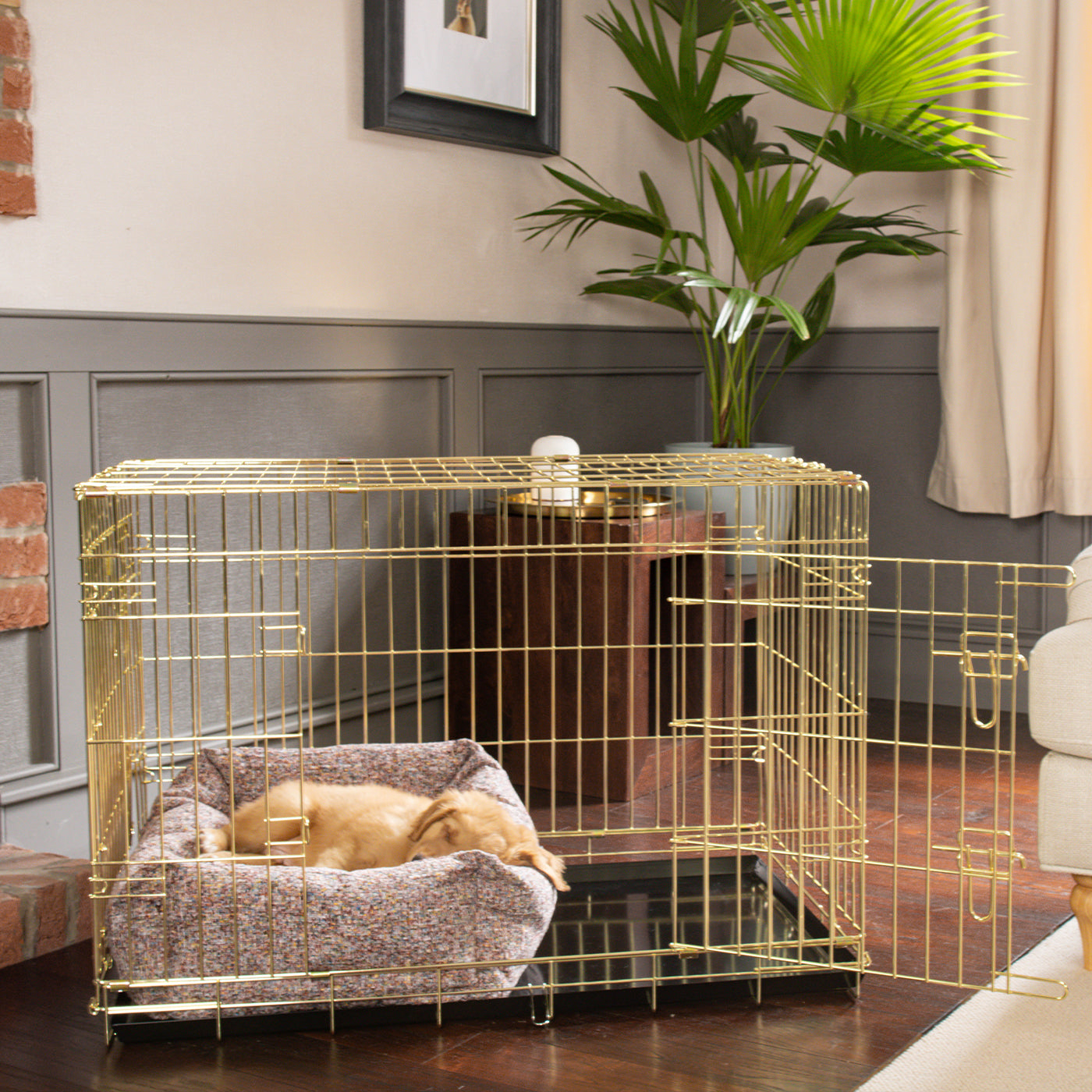 Dog Crate with Cosy & Calming Puppy Crate Bed in Rose Quartz Minerals by Lords & Labradors