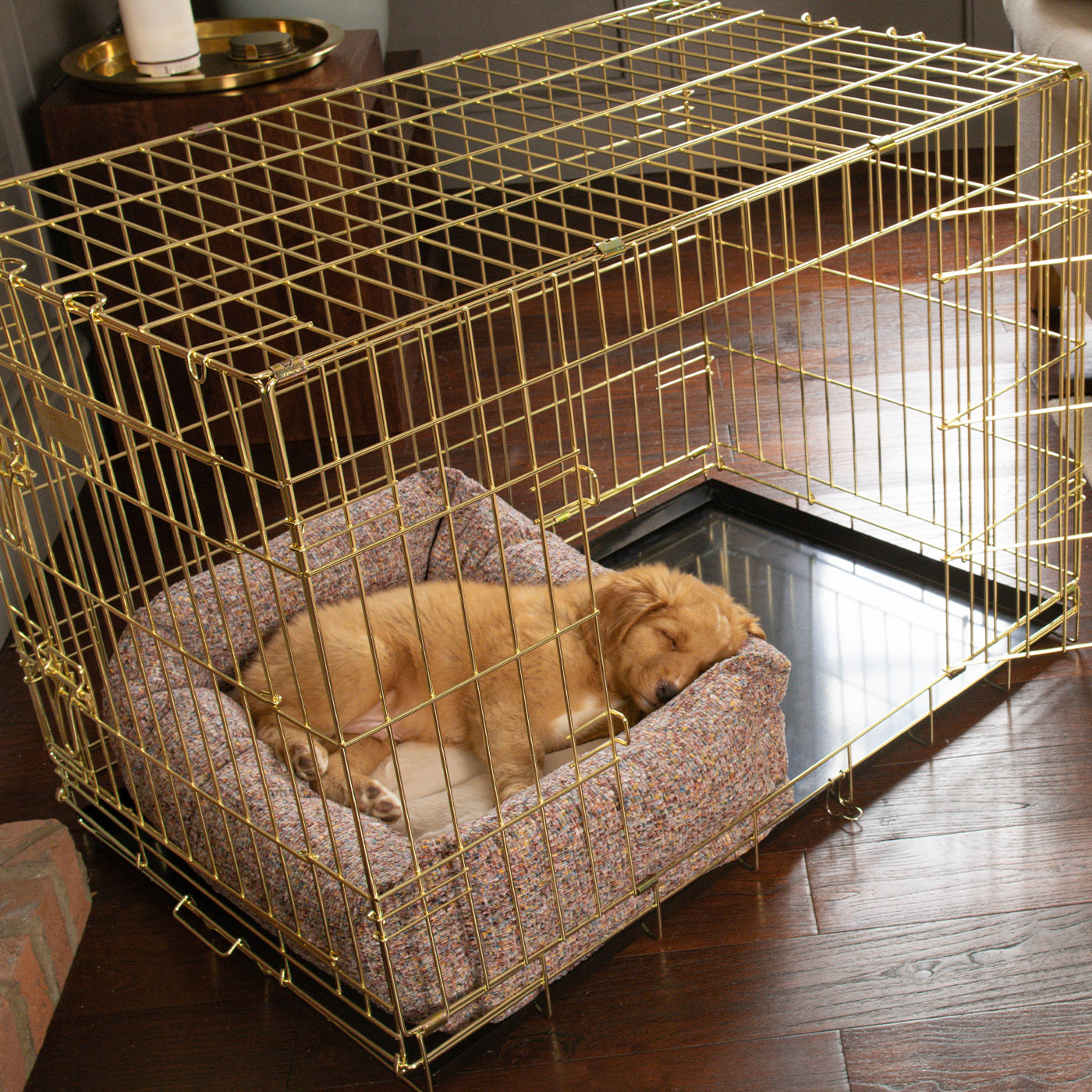 Dog Crate with Cosy & Calming Puppy Crate Bed in Rose Quartz Minerals by Lords & Labradors