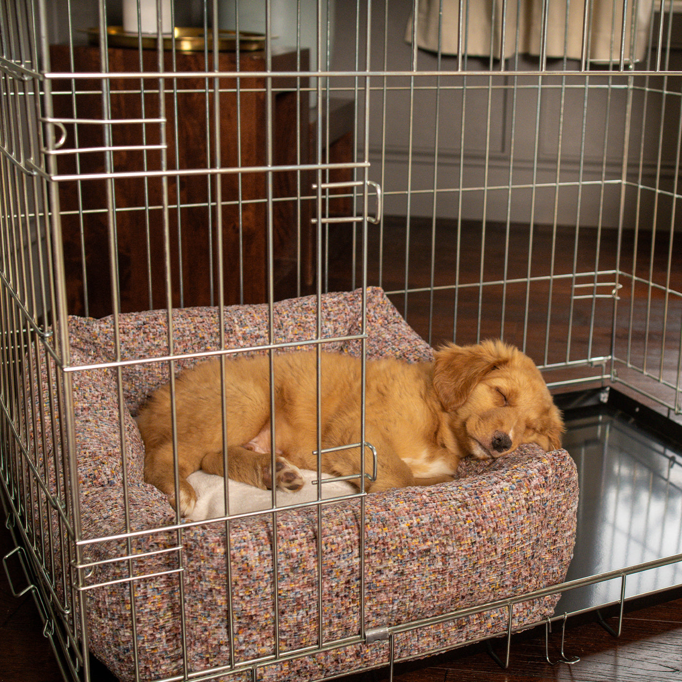 Dog Crate with Cosy & Calming Puppy Crate Bed in Rose Quartz Minerals by Lords & Labradors