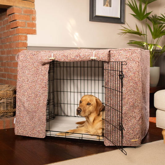 Dog Crate with Crate Cover in Rose Quartz Minerals by Lords & Labradors