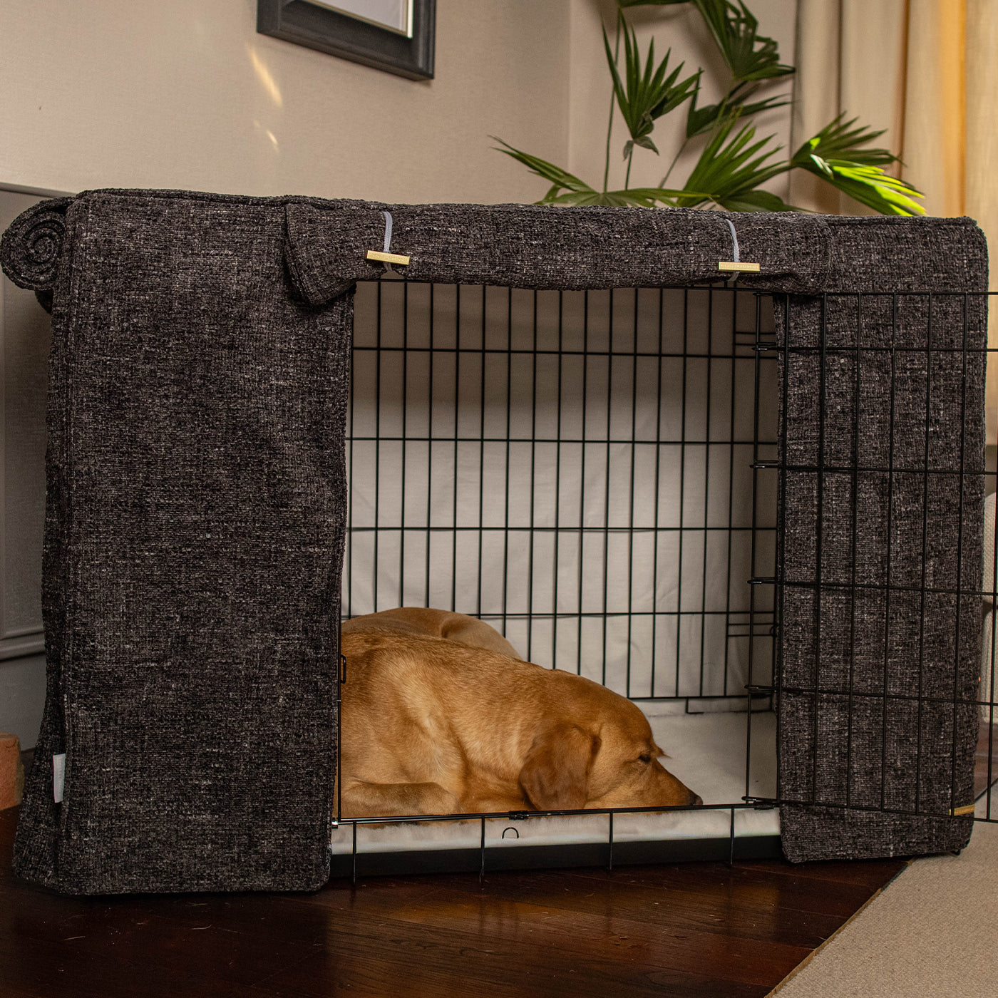 Dog Crate with Crate Cover in Obsidian Minerals by Lords & Labradors