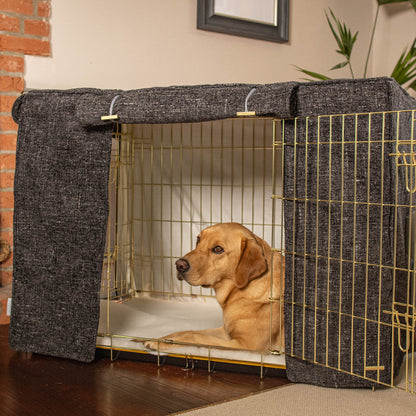 Dog Crate with Crate Cover in Obsidian Minerals by Lords & Labradors