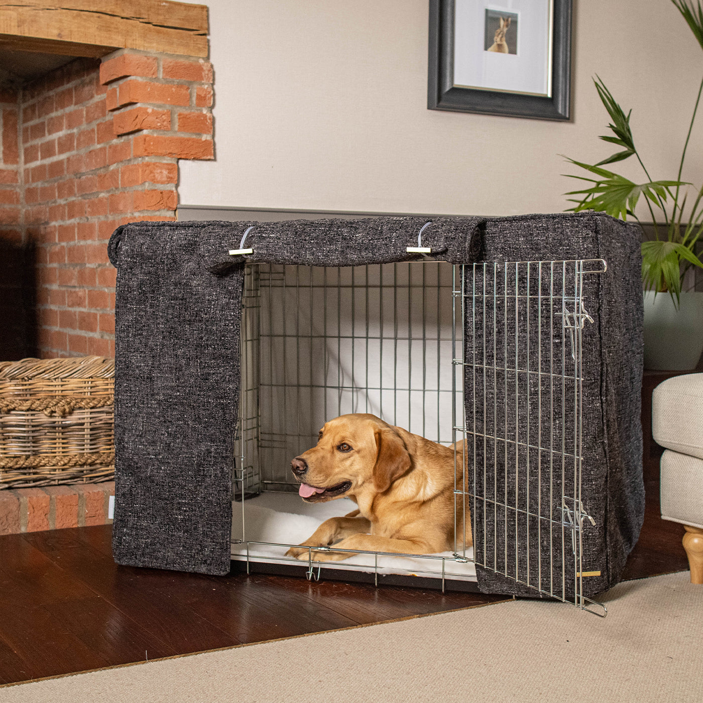 Dog Crate with Crate Cover in Obsidian Minerals by Lords & Labradors