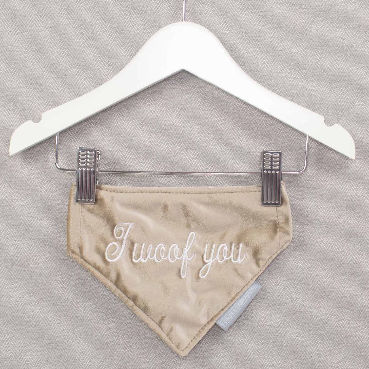 'I Woof You' Bandana in Cranberry Velvet by Lords & Labradors