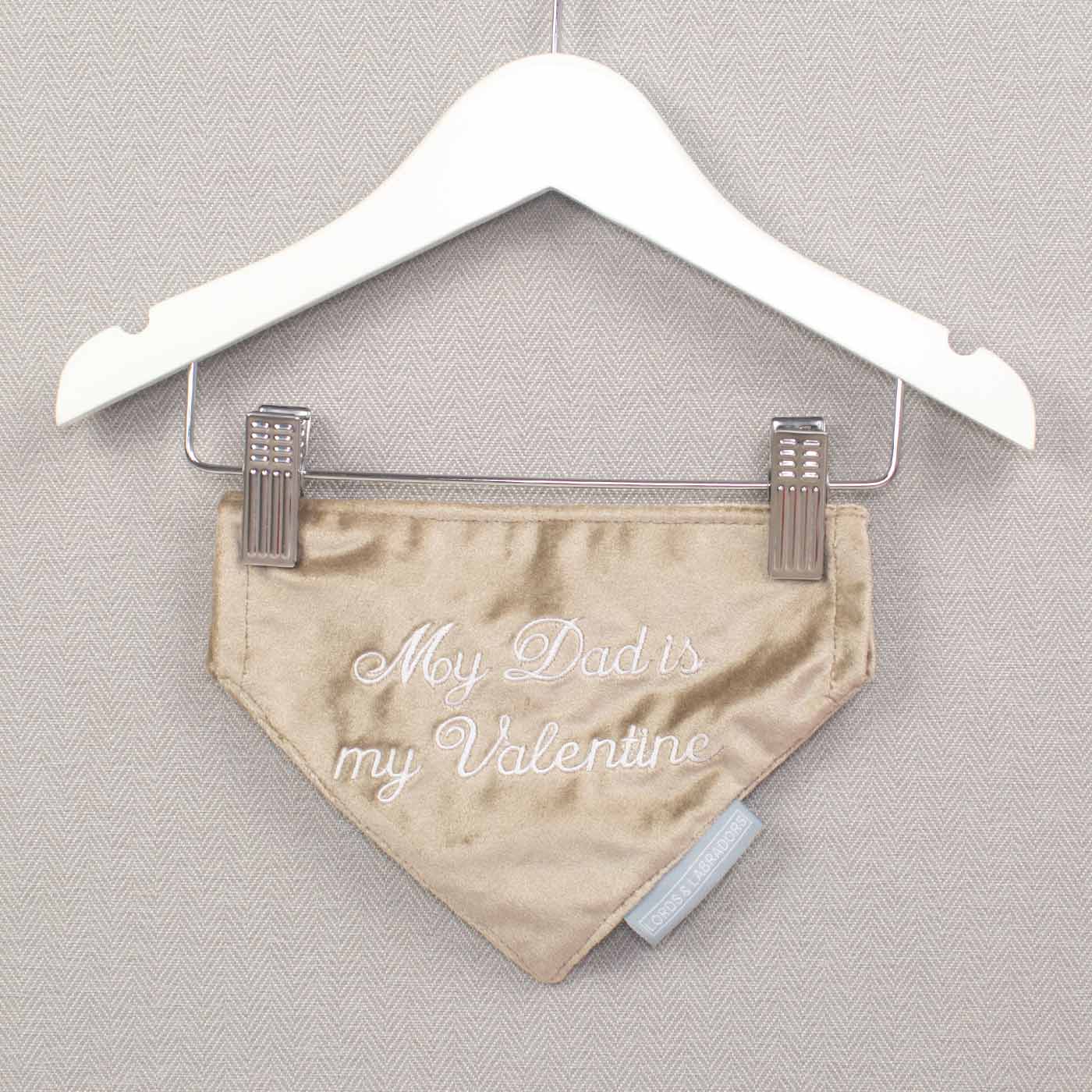 'My Dad Is My Valentine' Bandana in Cranberry Velvet by Lords & Labradors