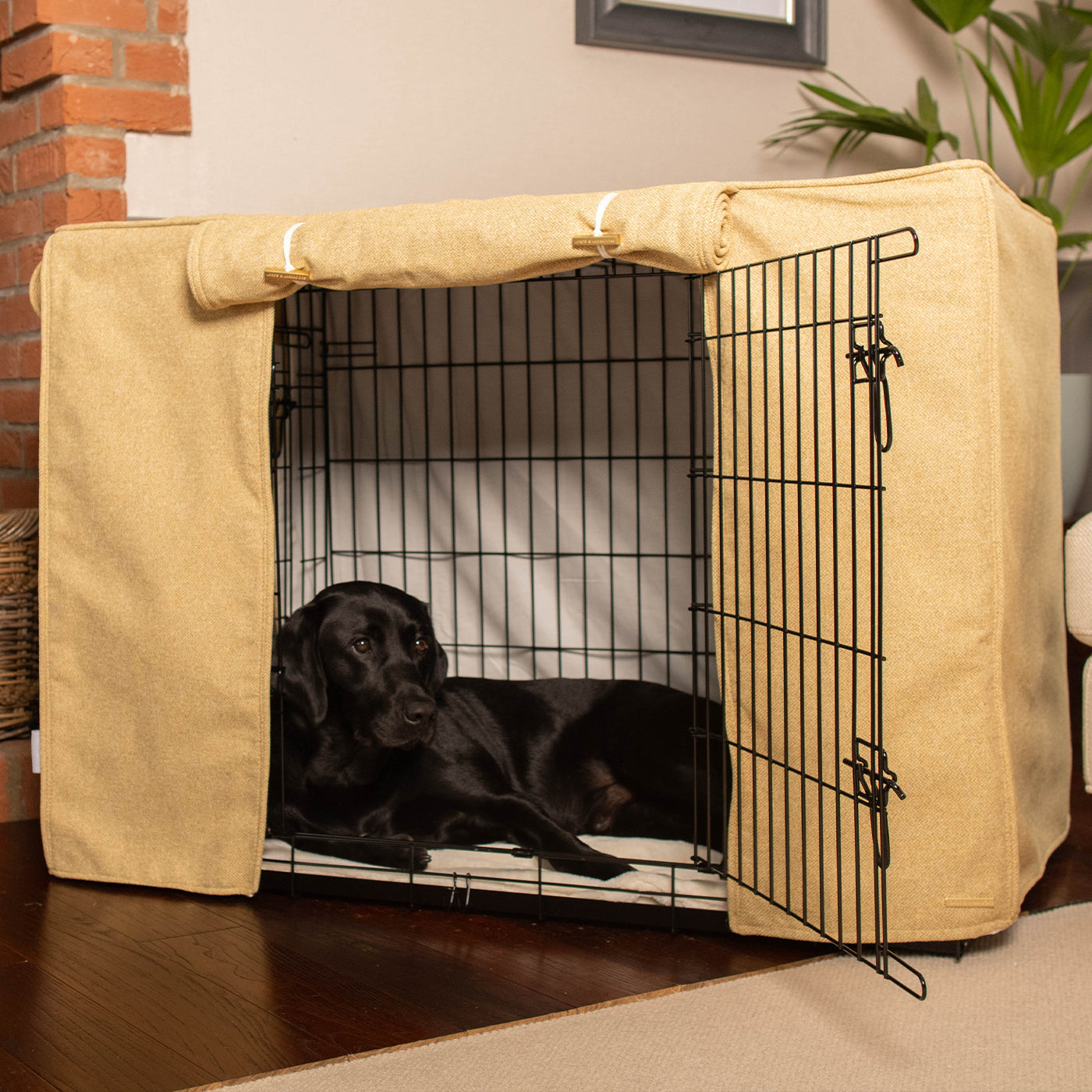 Dog Crate with Crate Cover in Honeysuckle Orkney Tweed by Lords & Labradors