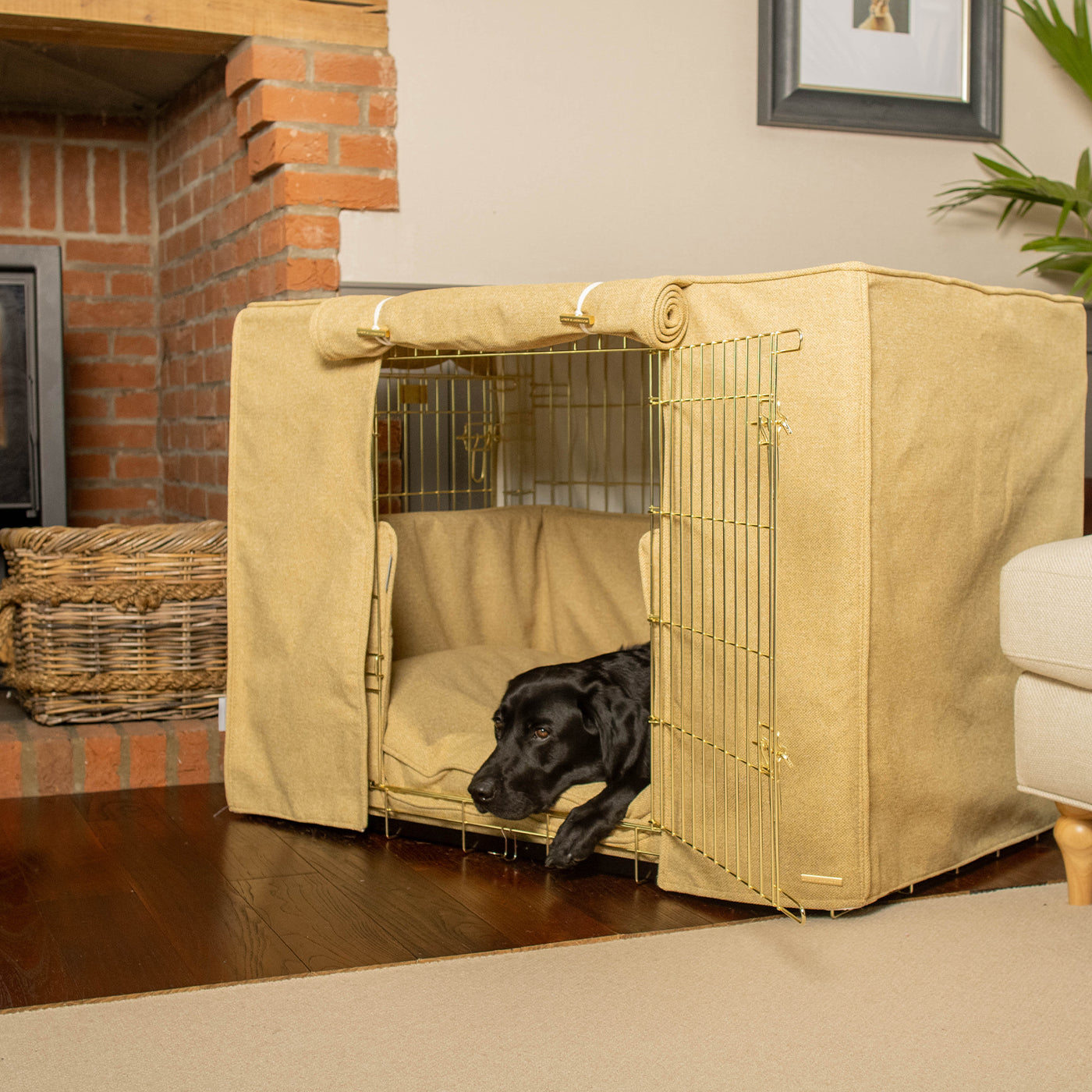 Dog Crate Set In Honeysuckle Orkney Tweed by Lords & Labradors