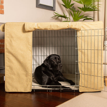 Dog Crate with Crate Cover in Honeysuckle Orkney Tweed by Lords & Labradors