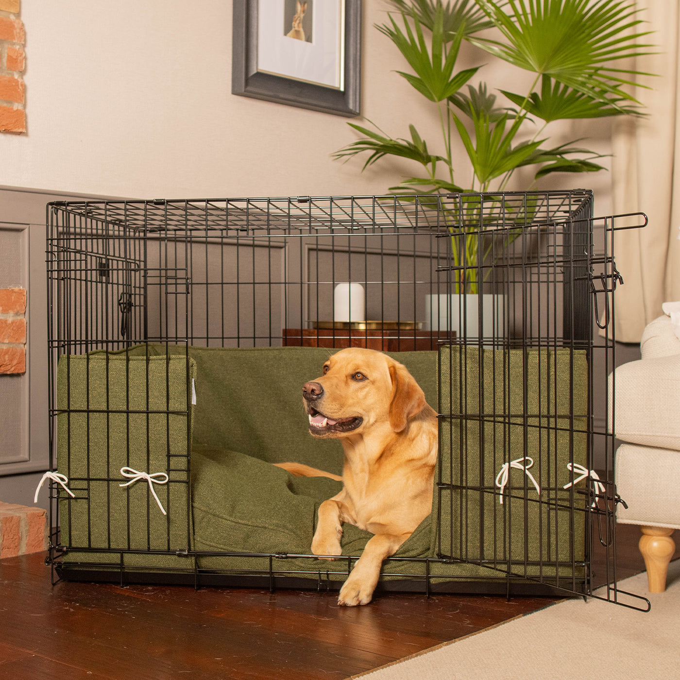 Dog Crate Bumper in Moss Orkney Tweed | Dog Crate Bedding | Lords ...