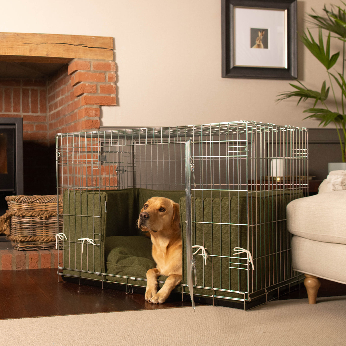 Dog Crate Bumper in Moss Orkney Tweed by Lords & Labradors