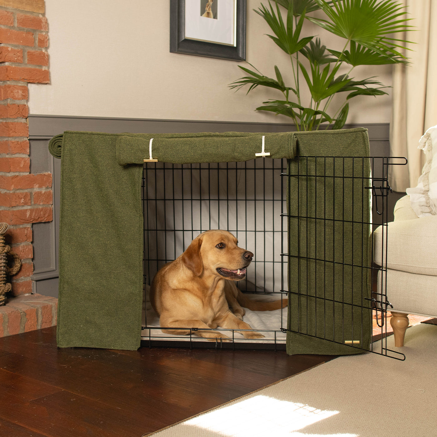 Dog Crate Cover In Moss Orkney Tweed by Lords & Labradors