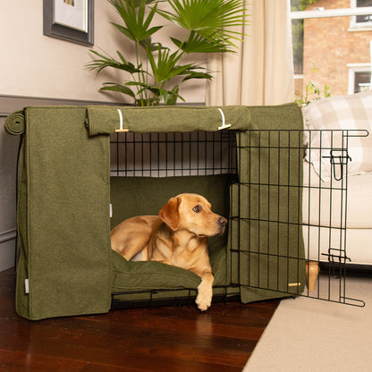 Dog Crate Set In Moss Orkney Tweed by Lords & Labradors