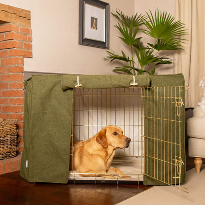 Dog Crate Cover In Moss Orkney Tweed by Lords & Labradors