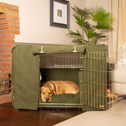 Dog Crate Set In Moss Orkney Tweed by Lords & Labradors