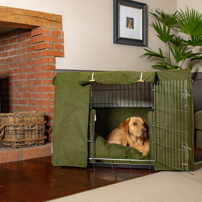 Dog Crate Set In Moss Orkney Tweed by Lords & Labradors