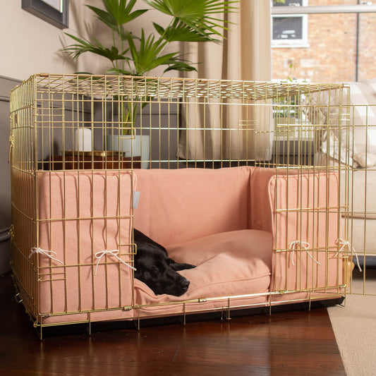 Dog Crate with Cushion & Bumper in Peony Orkney Tweed by Lords & Labradors