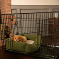 Cosy & Calming Puppy Crate Bed With Removable Covers In Moss Orkney Tweed by Lords & Labradors