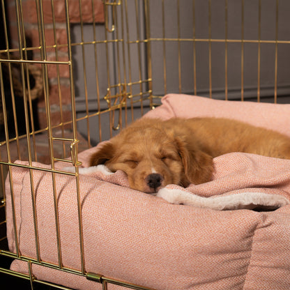 Cosy & Calming Puppy Crate Bed With Removable Covers In Peony Orkney Tweed by Lords & Labradors