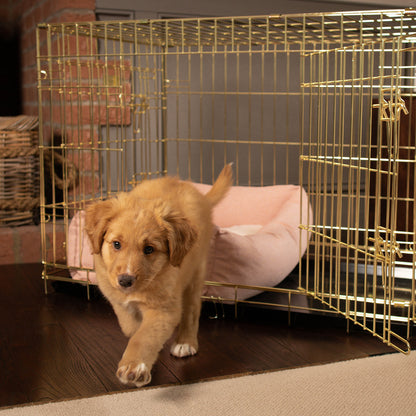 Cosy & Calming Puppy Crate Bed With Removable Covers In Peony Orkney Tweed by Lords & Labradors