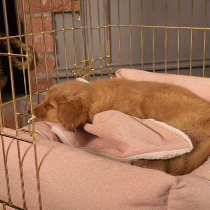 Cosy & Calming Puppy Crate Bed With Removable Covers In Peony Orkney Tweed by Lords & Labradors