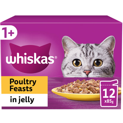 Whiskas 1+ Cat Poultry Feasts in Jelly (12x85g)