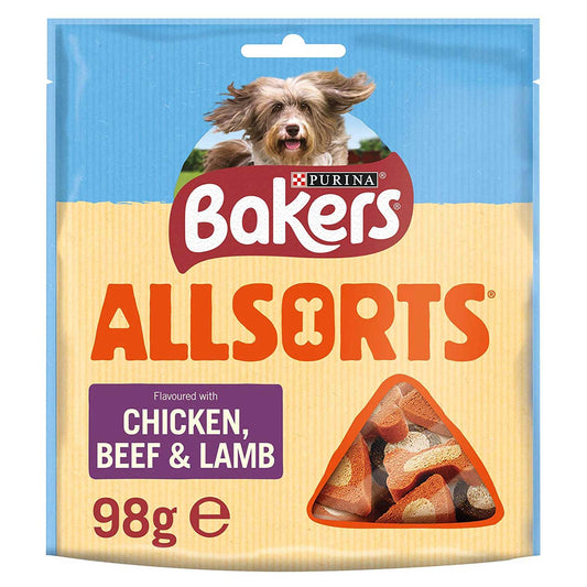 Bakers Allsorts Chicken, Beef & Lamb Dog Treats 98g