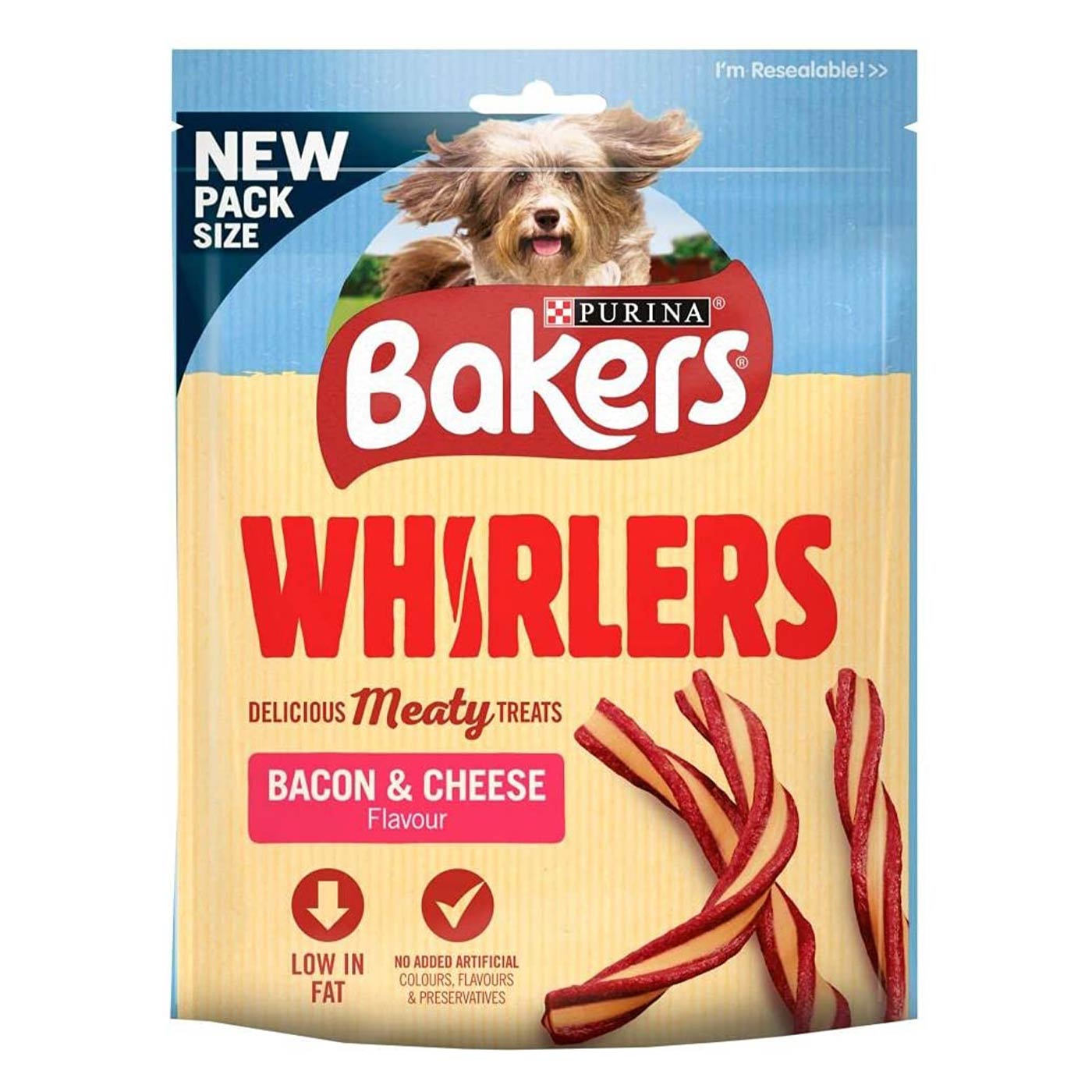 Bakers Whirlers Bacon and Cheese Dog Treats 130g