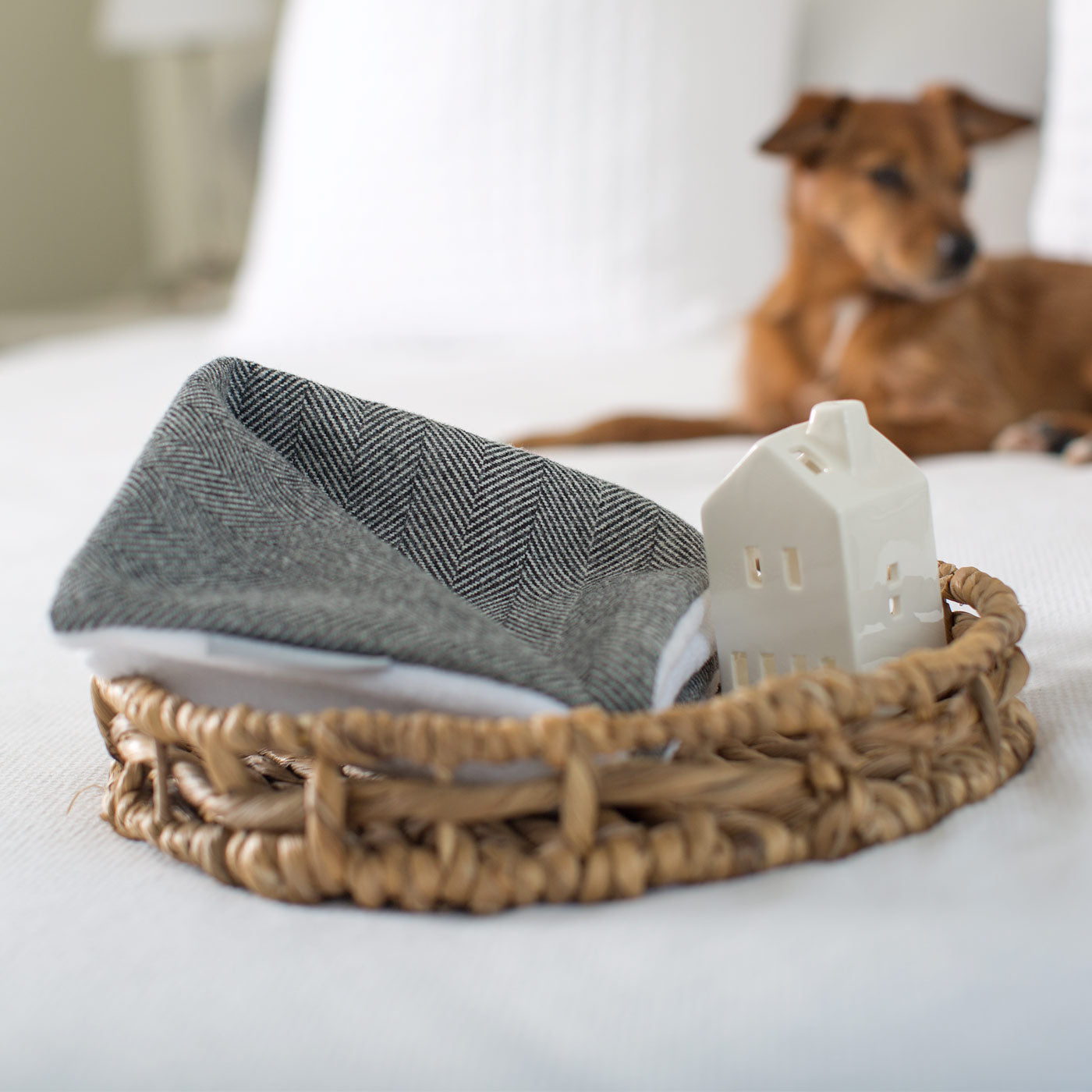 [color:charcoal herringbone] Luxury Herringbone Pet Scent Blanket collection, In Stunning Charcoal Herringbone. The Perfect Blanket For Dogs, Available at Lords & Labradors