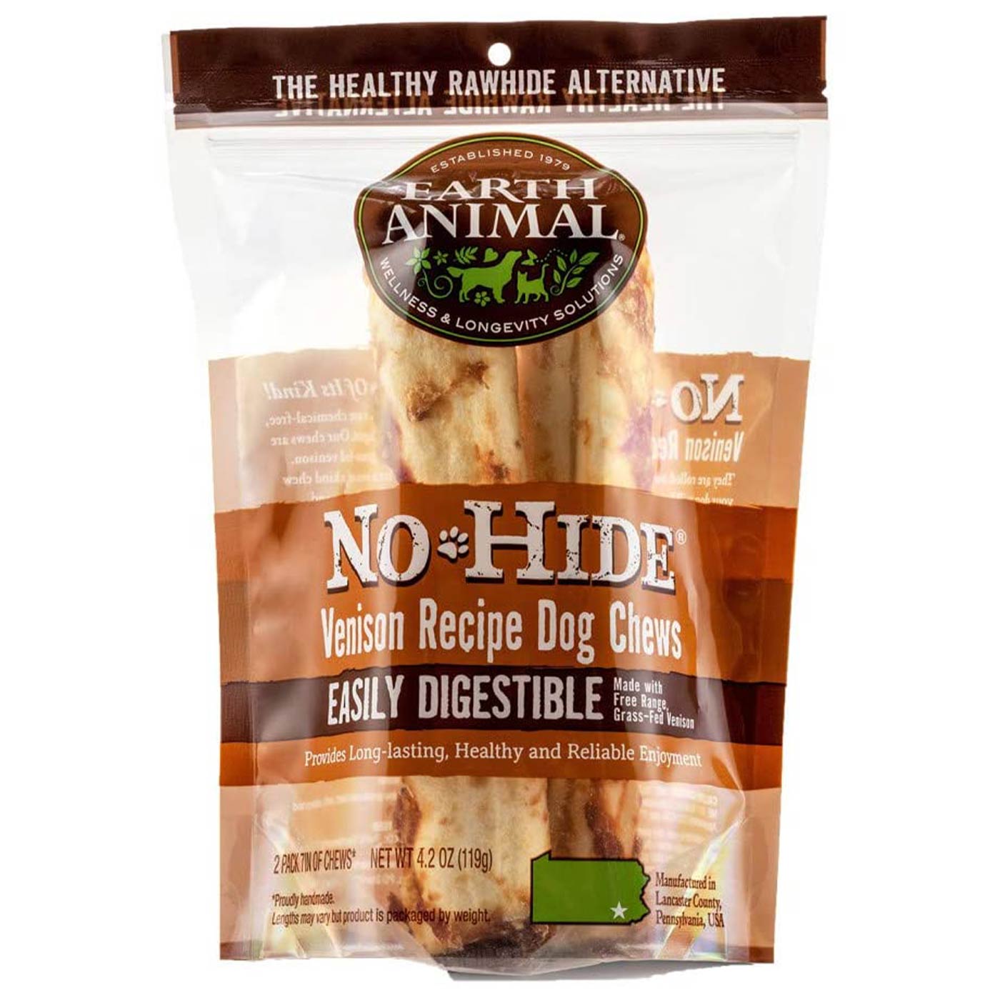Earth Animal No Hide Venison Dog Chew 2 Pack