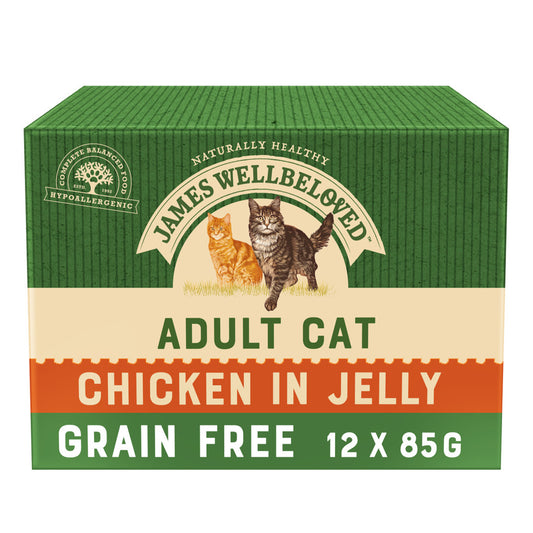 James Wellbeloved Grain Free Chicken in Jelly Pouch Adult Cat Food (12 x 85g)
