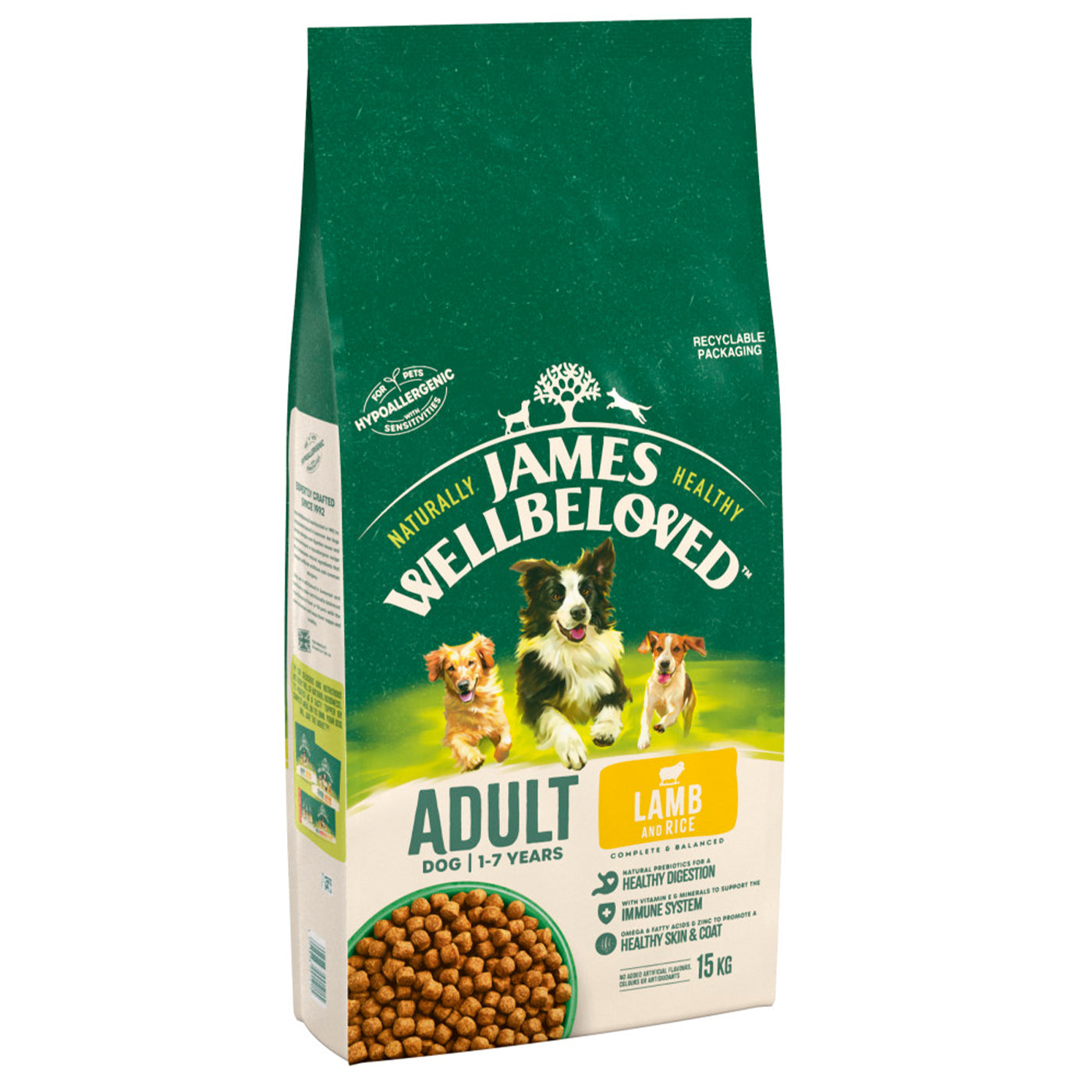 James Wellbeloved Lamb & Rice Adult Dog Food 15KG